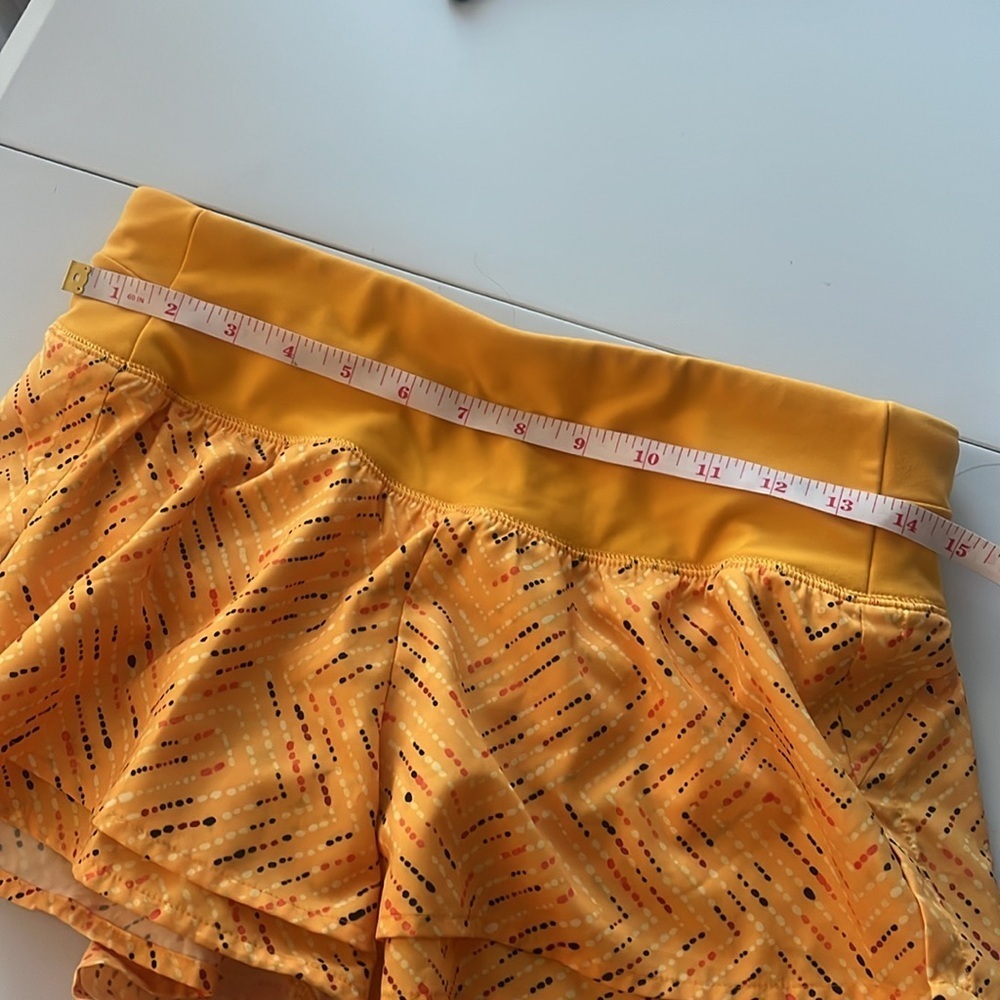 calia by carrie underwood mustard Yellow Patterned lined running Shorts - Picture 10 of 12